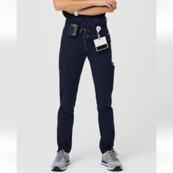 Figs Navy Yola With Yoga High Waisted Waistband Skinny Scrub Pants Sz XS NEW - Picture 1 of 16